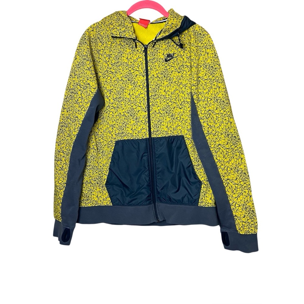 Nike Vintage Hybrid FZ Zip Hoodie Sweater Training Abstract Yellow Men’s L